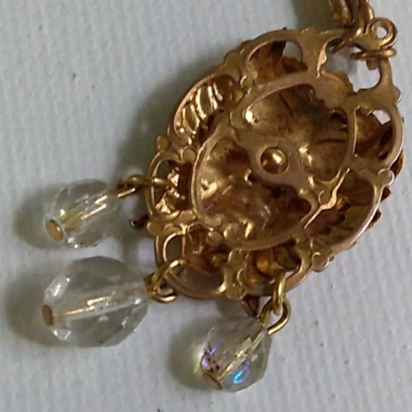 HTF KIRKS FOLLY Mythical Lion Necklace Aurora Borealis Crystal Dangles VINTAGE - Picture 11 of 16